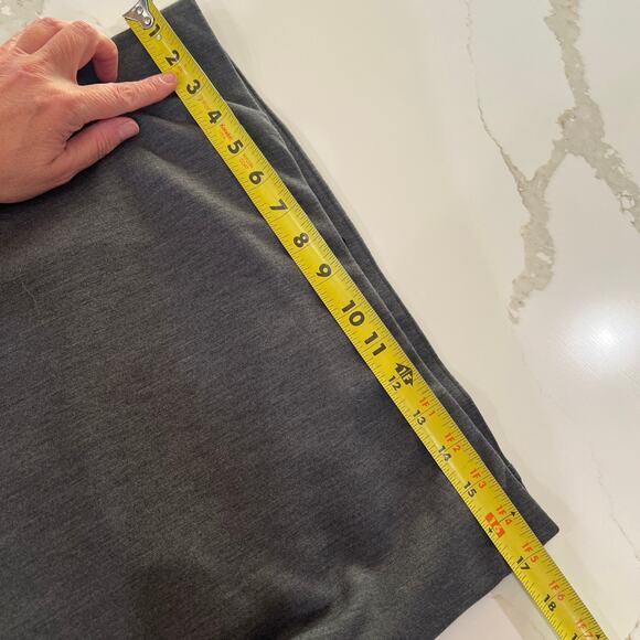 Donna Karan Wool Stretch Midi Skirt Grey Large Ruched Back Fitted Elastic Waist - Picture 5 of 7